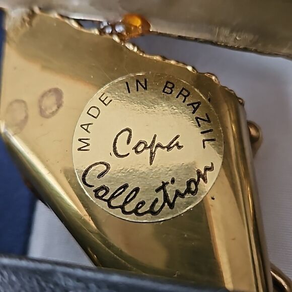 Copa Collection's vintage one of a kind crossbody black and brass handbag. - Picture 7 of 12